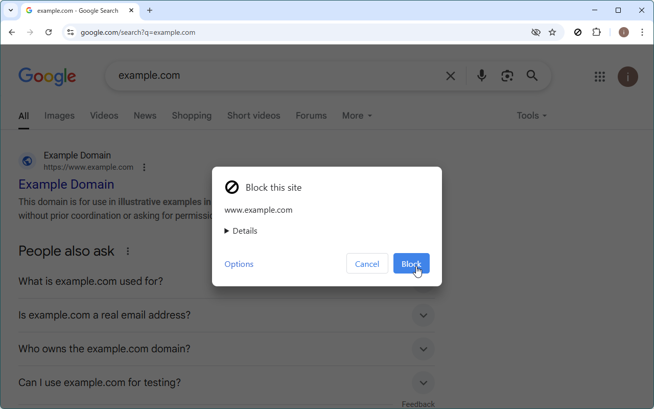 block dialog