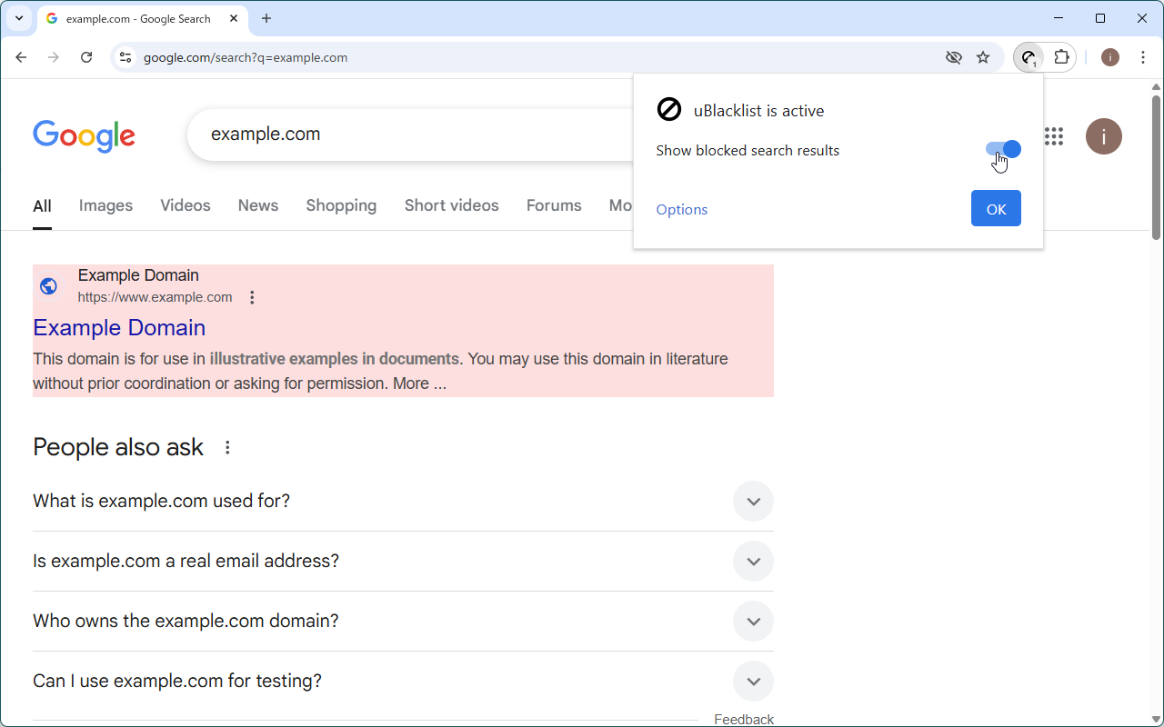 Blockierte Seite anzeigen